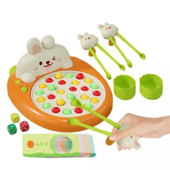Игрушка для стрижки бусин, обучающая игрушка-кролик, забавная настольная игра, обучающая игра для палочек для еды, экологически чистая игрушка Монтессори из радужных бусин