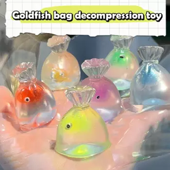 Игрушка Сумка с золотой рыбкой Моти Мягкая резиновая игрушка Симпатичная Золотая рыбка Щиповка Медленный отскок Декомпрессионная вентиляционная игрушка Подарок для снятия стресса