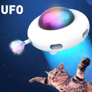 Игрушки для кошек умный интерактивный НЛО Веселая фотоигрушка с вращающимися перьями USB зарядка случайный мобильный автоматическое отключение товары для кошек