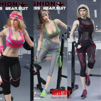 Игрушки Fire Girl FG054 1/6 женский спортивный костюм для йоги, фитнеса, сетчатый жилет с капюшоном, бюстгальтер с глубоким вырезом, обтягивающие штаны для экшн-фигурки 12 дюймов
