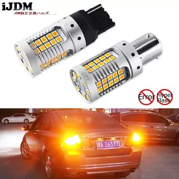 iJDM Car 7440 LED No Hyper Flash Янтарно-желтый 48-SMD 3030 LED T20 W21W 1156 7507 BAU15S Светодиодные лампы для указателей поворота, Canbus