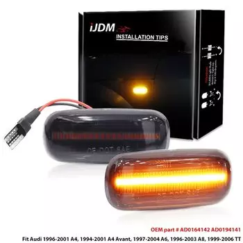IJDM дымчатые линзы Янтарный Полный светодиодный переднее крыло указатель поворота боковой маркер светильник для Audi A4 A6 A8 TT, замена OEM боковые маркер лампы