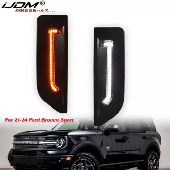Аксессуары для боковых габаритных фонарей iJDM для Ford Bronco Sport Янтарный динамический указатель поворота, белый светодиод в качестве фары дальнего света 2021-2024