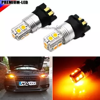 iJDM Янтарно-желтые светодиодные лампы Canbus 10-SMD PW24W PWY24W для Audi A3 A4 A5 Q3 VW MK7 Golf CC Ford Fusion передние указатели поворота