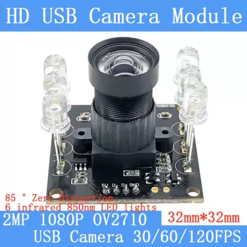 ИК светодиодный нулевой уровень искажений 2MP наблюдения веб-камера 1080P MJPEG Высокая Скорость OV2710 Linux UVC 30FPS 60FPS 120fps USB Камера модуль