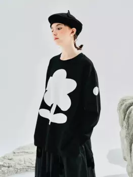 Imakokoni, Новинка осени 2023, оригинальный дизайн, Женская свободная футболка с круглым вырезом и длинным рукавом, 234244