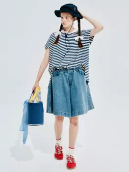 IMAKOKONI оригинальный дизайн эластичная талия Шорты повседневные джинсы женские 244626