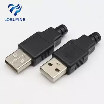 IMC 10 шт. тип А штекер USB 4 Pin разъем с черной пластиковой крышкой