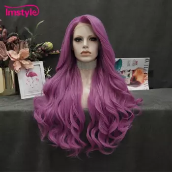 Imstyle фиолетовый парик длинный синтетический кружевной передний парик термостойкие волоконные натуральные волнистые парики для женщин Косплей Искусственный парик