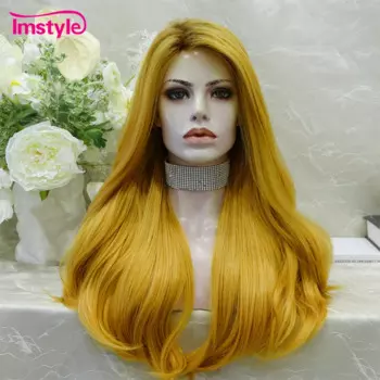 Imstyle синтетический парик для реальной длины, натуральные волнистые парики, женский парик из темного волокна