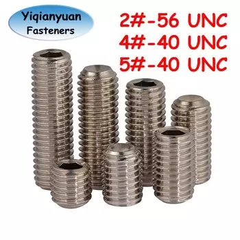 Иньяньань 2 # -56 4 # -40 5 # -40 UNC SUS304 Установочные винты с шестигранной головкой из нержавеющей стали Винты без головки с чашкой для оборудования и инструментов