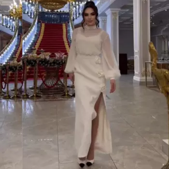 Индивидуальное шифоновое платье с цветочным принтом для выпускного вечера, прямое платье миди с высоким воротником на заказ