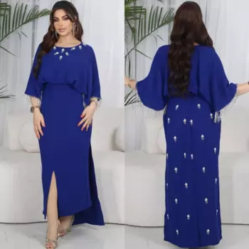 Индивидуальное трикотажное платье с аппликацией и блестками для свадебной вечеринки, прямое платье с круглым вырезом, платье миди на заказ