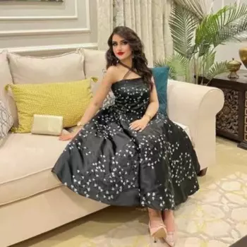 Индивидуальное трикотажное платье с блестками и рюшами на День святого Валентина, трапециевидное платье с лямкой на шее, платье миди на заказ