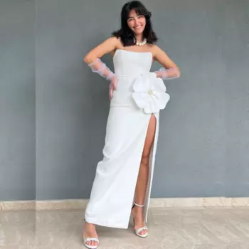 Индивидуальное трикотажное платье с цветочной складкой, рождественское платье без бретелек, мини-платья на заказ