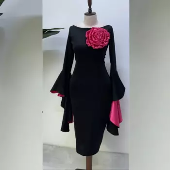 Индивидуальное трикотажное платье с рюшами и цветочным принтом на День святого Валентина, трапециевидное платье с круглым вырезом на заказ, платье миди