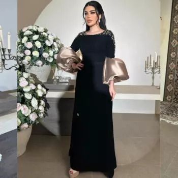 Индивидуальное трикотажное плиссированное вечернее платье с блестками, прямое платье с круглым вырезом, платье миди на заказ