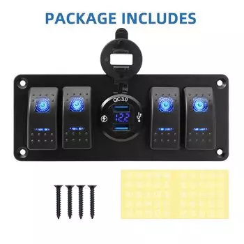 Индивидуальный 4-бандовый кулисный переключатель с USB-зарядным устройством, светодиодная панель кулисного переключателя, кнопки переключения света для морской лодки, автофургона, грузовика