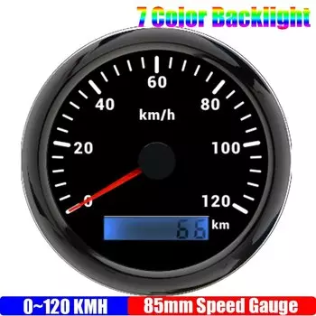 Индивидуальный аналоговый импульсный спидометр 85 мм с 7-цветной подсветкой, водонепроницаемый измеритель скорости, импульсный сигнал для автомобиля, лодки, морской пехоты 9-32 В