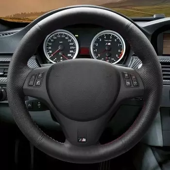 Индивидуальный чехол на руль автомобиля, черная замшевая оплетка на руль для BMW M Sport M3 E90 E91 E92 E93 E87 E81 E82 E88 X1 E84