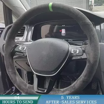 Индивидуальный чехол на руль автомобиля, противоскользящий черный замшевый чехол для Volkswagen VW Golf 7 Mk7 Touran Up, новый Polo Jetta Passat B8 Tiguan