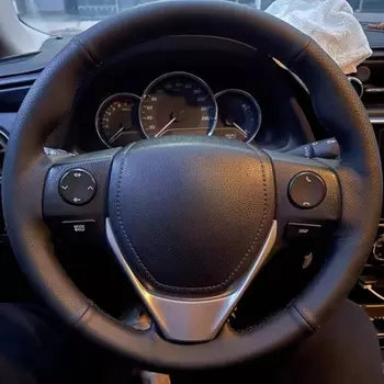 Индивидуальный черный автомобильный чехол на руль ручной шитье натуральная кожа для Toyota Rav4 2013 2014 2015 Автоаксессуары