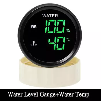 Индивидуальный цифровой датчик 52 мм 2 в 1, датчик уровня топлива/воды, вольт, температура воды, HTG, измеритель уровня сточных вод с сигнализацией для лодки, автомобиля