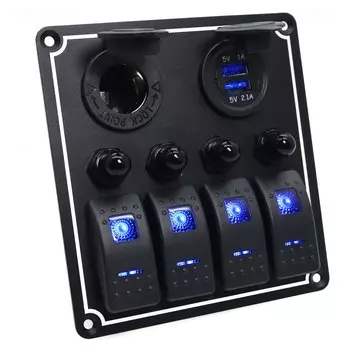 Индивидуальный водонепроницаемый 12 В автомобильный кулисный тумблер для лодки, 4 группы, 6 групп, синий светодиодный светильник, кнопка, панель управления лодкой, панель переключателя