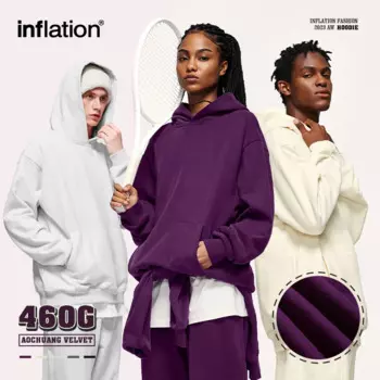 INFLATION 460gsm тяжелый вес Премиум толстовки унисекс несколько цветов хлопок оверсайз уличная простая Толстовка