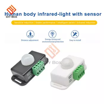 Инфракрасный датчик человеческого тела, автоматический Регулируемый PIR-датчик движения, переключатель с инфракрасным детектором, модуль выключателя света А, 12 В постоянного тока