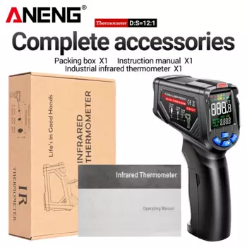 Инфракрасный лазерный термометр ANENG TH06,-20 ~ 750 -4 ~ 1382 пистолет для высоких/низких температур с цветным обратным экраном Va, промышленный инструмент