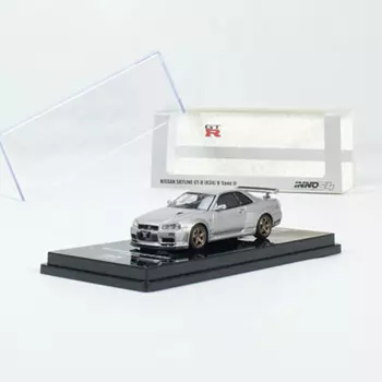 INNO 1:64 Игрушечная модель автомобиля Skyline GT-R (R34) V-Spec II из сплава, литой автомобиль-Серебристый