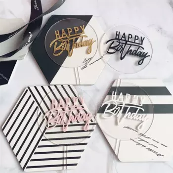 Акриловый двухслойный топпер для торта розовый YXMJMXS