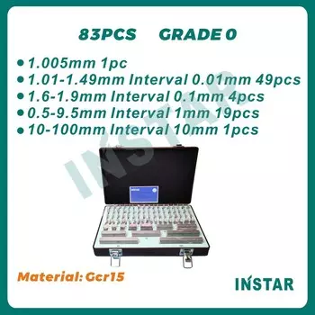 INSTAR измерительный блок Set 83PC Grade 0 средняя точность 0,00045 мм закаленная сталь Gcr15 Промышленное Качество 10-30-50-мм