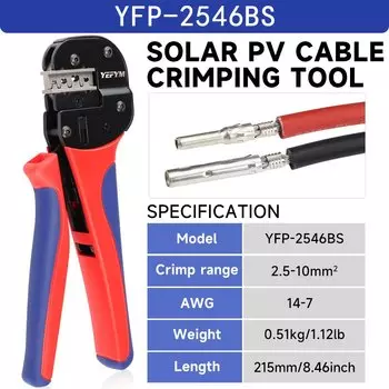 Инструмент для обжима солнечной батареи, фотоэлектрические плоскогубцы MC2.5/4/6/10 мм (14-7AWG) PV, трещотка для кабеля, вертикальные обжимные плоскогубцы YEFYM