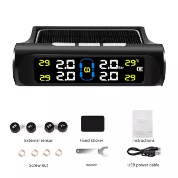 Интеллектуальная солнечная система контроля давления в шинах TPMS, датчики парковки для автомобилей, датчик температуры в шинах