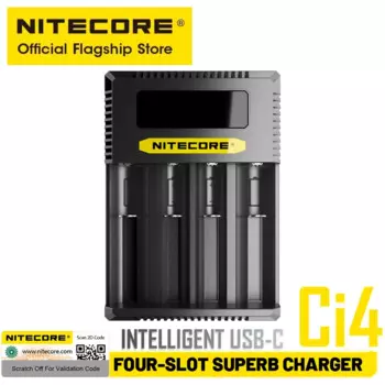 Интеллектуальное зарядное устройство NITECORE Ci4 с четырьмя слотами USB-C, 18 Вт, QC PD, превосходное быстрое зарядное устройство для IMR Li-Ion 18650 14500 26650 AA AAA