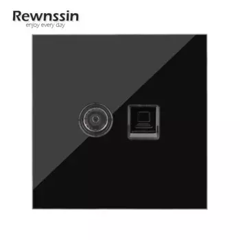 Розетка для подключения к Интернету, ТВ, спутниковый Интернет-сигнал, гнездовые розетки для передачи данных ПК, разъем для порта Cat5e RJ45, Интерфейсные розетки со стеклянной панелью