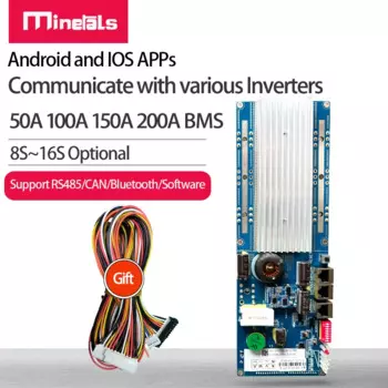 Инвертор BMS 8S 13S 14S 15S 16S 50A 100A 150A 200A V16 10E BT PC Smart BMS CANBUS RS485 для связи с инвертором Li-Ion LiFePo4