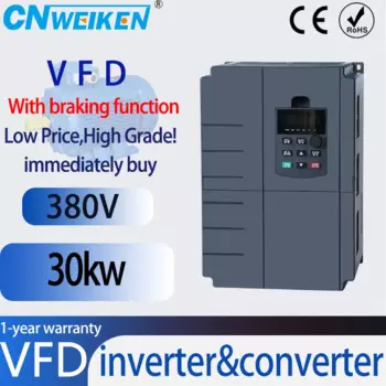 Инвертор частоты 15-30 кВт VFD 20 л.с. 3 ph контроль скорости выход 380 В 32 А с функцией торможения для токарного станка 3-фазный асинхронный двигатель