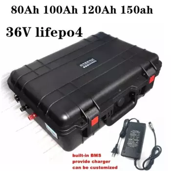 IP67 36 в 80 Ач 100 Ач 120 Ач 150 Ач LiFepo4 батарея BMS Ttrolling солнечная батарея для лодки + зарядное устройство 10 А