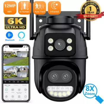 IP-камера 12 МП, 6K, HD, Wi-Fi, 8-кратный зум, три объектива, двойной экран, PTZ, автоматическое отслеживание, домашняя камера видеонаблюдения, 8 МП