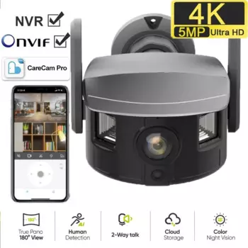 IP-камера 4K 5 МП, Wi-Fi, 180 дюйма, широкий угол, двойной экран