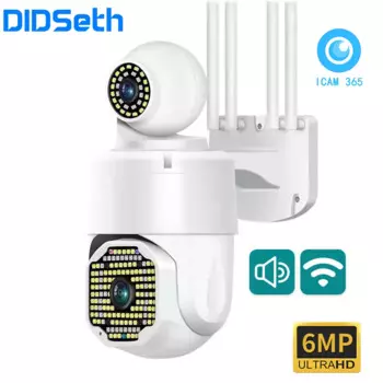 IP-камера DIDSeth с Wi-Fi, 6 МП, 2 объектива, ночное видение, PTZ, скоростная купольная уличная Водонепроницаемая камера видеонаблюдения IP66 с автоматическим отслеживанием