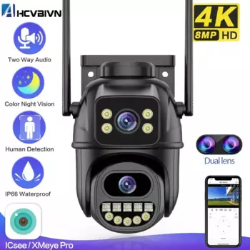 IP-камера ICSEE с двойным объективом, Wi-Fi, PTZ, ночное видение