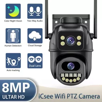 IP-камера ICSEE с двойным объективом, Wi-Fi, PTZ, ночное видение