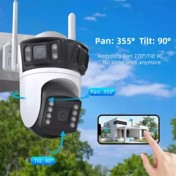 IP-камера ICsee с тремя объективами, 4K PTZ-видео, 8 МП, уличное Wi-Fi, беспроводное автоматическое отслеживание, защита безопасности, PTZ-видеонаблюдение, видеонаблюдение