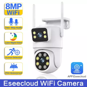 IP-камера наружная беспроводная с 2 объективами, 8 Мп, Wi-Fi, PTZ, 4K