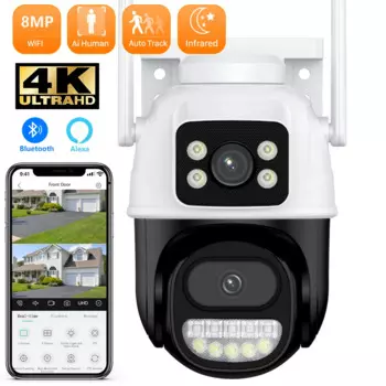 IP-камера ПНН с двойным объективом, 8 Мп, Wi-Fi