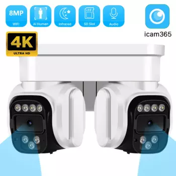 IP-камера с двойным экраном HD, 8 Мп, 10X цифровой зум, ИИ-датчик присутствия, двухстороннее аудио, Wi-Fi, PTZ, цветная камера видеонаблюдения с ночным видением